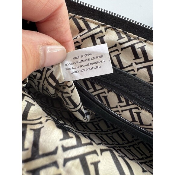 Tignanello Black Leather Crossbody Bag Adjustable Strap Gold Hardware - Picture 11 of 13